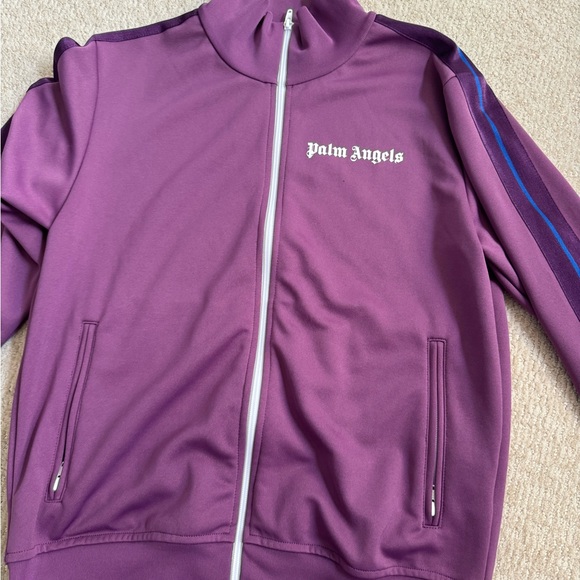 Palm Angels Violet / purple Track Jacket with Blue Stripes